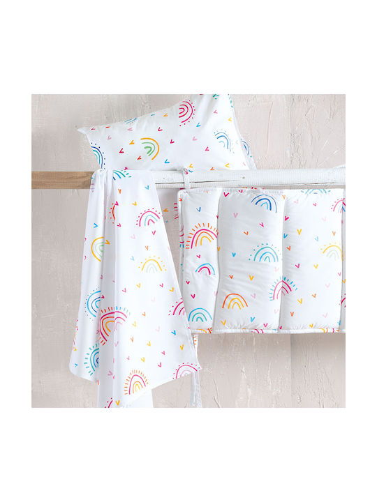 Rythmos Rainbow Multi Baby Sheet Cradle Cotton White 80x110cm