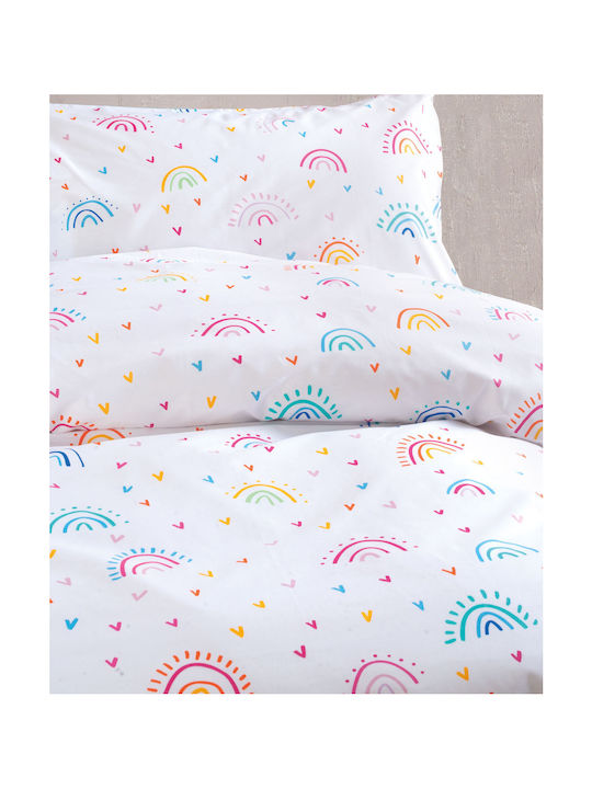 Rythmos Rainbow Multi Baby Sheet Cradle Cotton White 80x110cm
