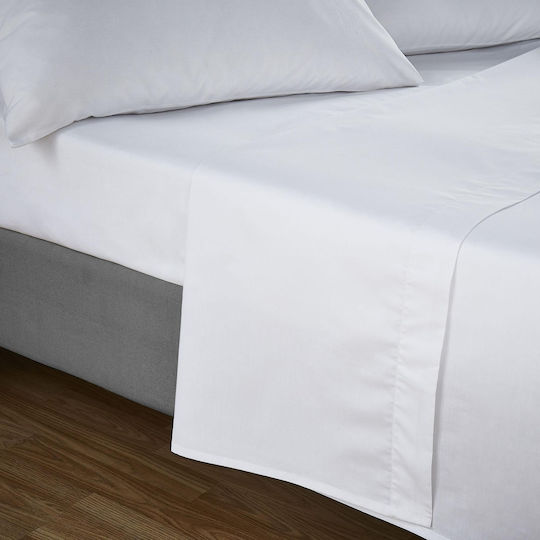 Kotonia Home Cearceaf Hotel 100% Bumbac Percale Alb 150x240 Cm