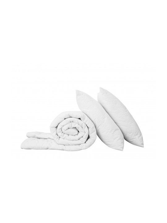 Kotonia Home Set Pilotă Dublu cu Umplutură Microfiber 200x220cm Alb 3buc 150 g/mp²Gsm