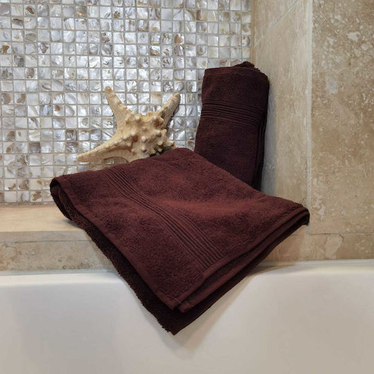 Kotonia Home Πετσέτα Προσώπου Deco 50x90εκ. Brown 2τμχ Βάρους 450gr/m²
