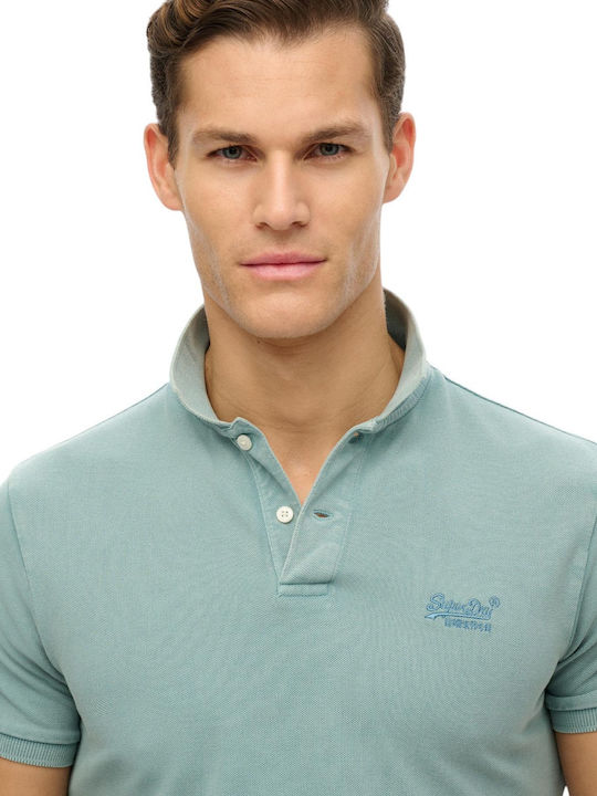 D2 Ovin Vint Polo Short Sleeve Blouse Tourmaline Blue