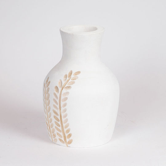 Βάζο Ξύλινο Λευκό Φ15xΥ25cm