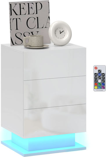 Bedside Table Wooden with Metal Legs White 40x35x60cm