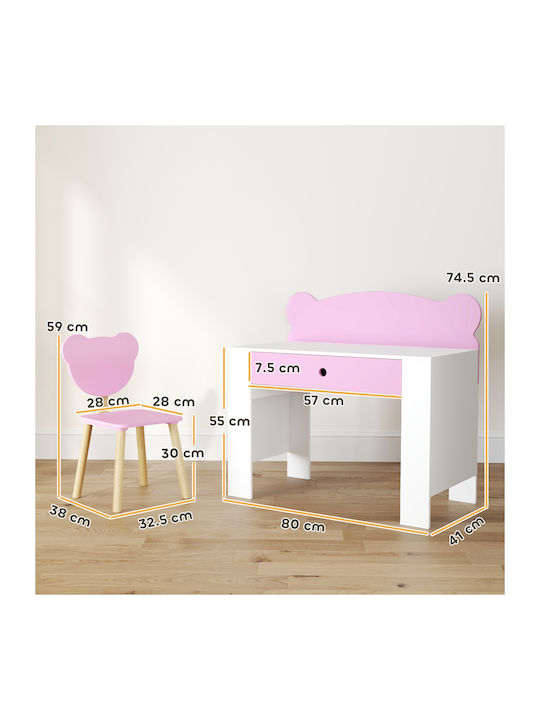 Παιδικό Γραφείο από Μελαμίνη Ροζ 60x40x50cm