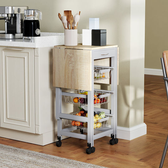 HomCom Küchenwagen Metallisch Gray 37x37x77.5cm