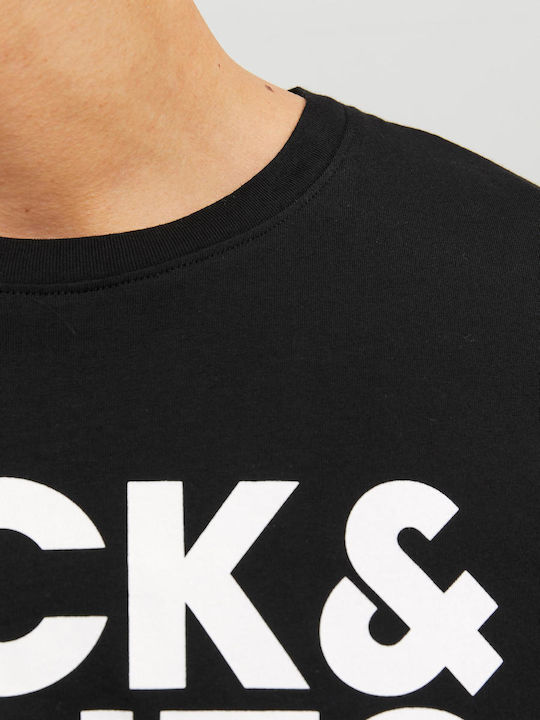 Logo T-shirt Jet Black Print-White