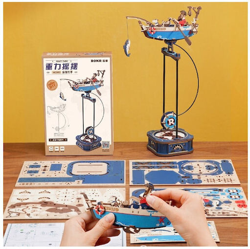 Rolife Jucărie de Construcție din Lemn Ocean Fisherman Balance with Pendulum pentru Copii 14+ ani+ Ani