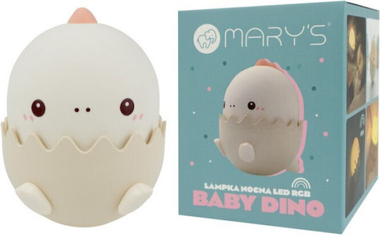 Mary's Φωτάκι Νυκτός LED Baby Dino Μπαταρίας Ροζ Θερμό