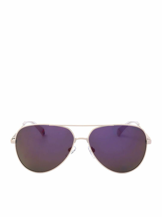 Polaroid Unisex Sunglasses with Beige Metal Frame and Polarized Lens