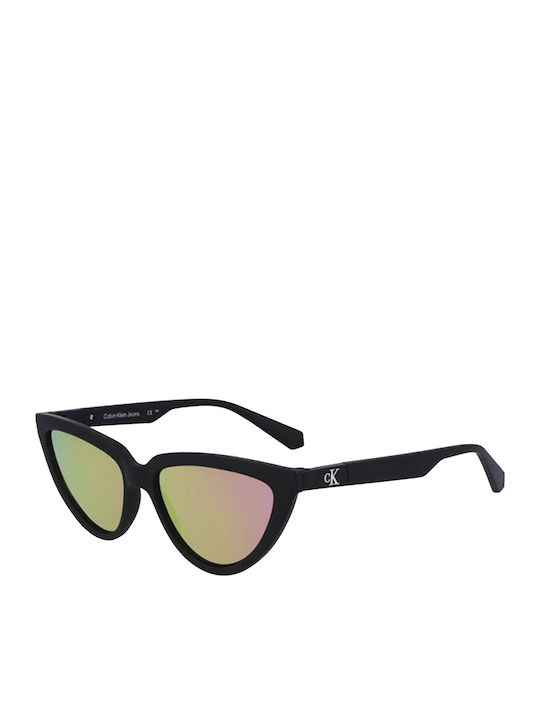 Calvin Klein Unisex Sunglasses with Black Horn-Rimmed Frame and Black Mirror Lenses CKJ23658S 002