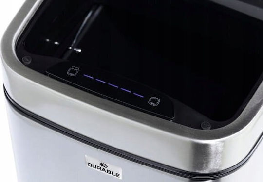Durable Durable Metallischer Mülleimer mit Sensor Silber 35lt