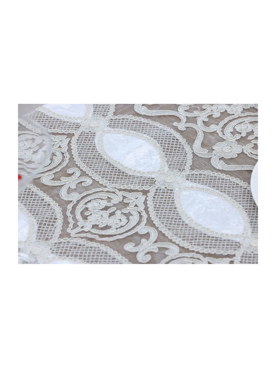 Liolios Home Τραπεζομάντηλο Λινό με Κέντημα Ivory 150x220εκ.