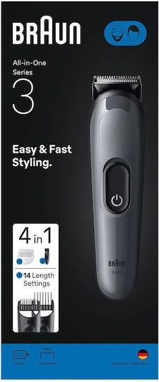 Braun Series 3 AIO3500 Ξυριστική Μηχανή Σώματος / Προσώπου Επαναφορτιζόμενη