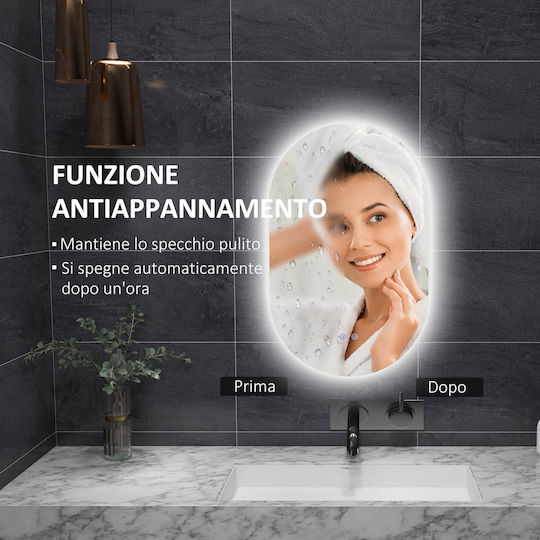 Kleankin 834-589V00CR Καθρέπτης Led Αφής από Μέταλλο 81x51cm Λευκός
