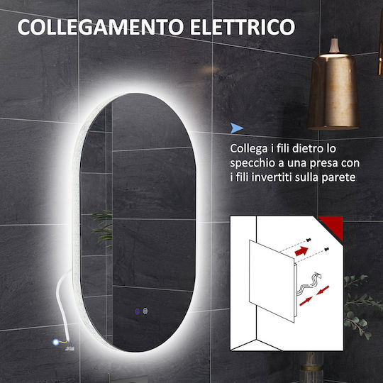 Kleankin Καθρέπτης Μπάνιου Led Αφής από Μέταλλο 81x51cm Λευκός