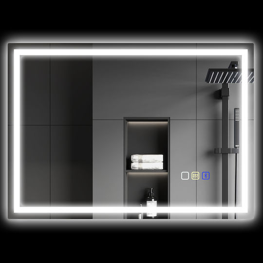 HomCom Badezimmerspiegel Led Berührung mit Bluetooth 50x70cm Silber