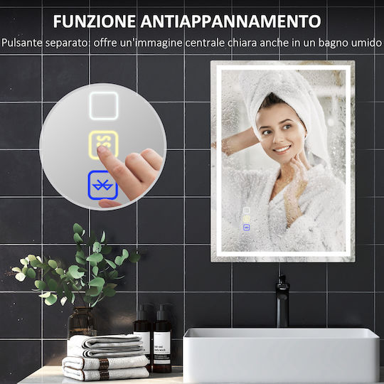 HomCom Badezimmerspiegel Led Berührung mit Bluetooth 50x70cm Silber