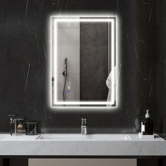 HomCom Badezimmerspiegel Led Berührung mit Bluetooth 50x70cm Silber