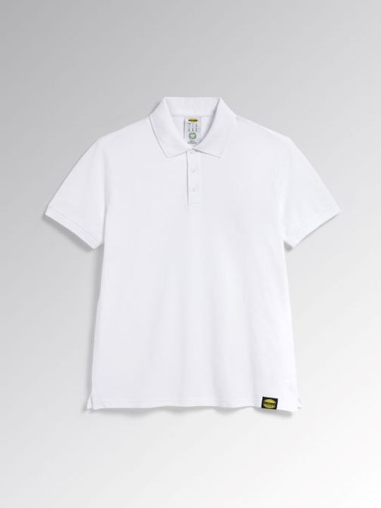 Utility Diadora Men's Short Sleeve Polo Shirt Mc Atlar Organic 100% Organic Cotton Optical White 177955