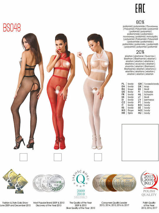 Passion BS048 Bodystocking Sexy Plasă Cu Deschidere În Zona Intimă Negru