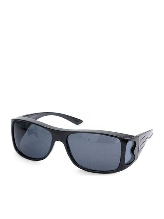 Verk Group Night Driving Glasses & Unisex Sunglasses with Black Frame and Black Polarized Lens
