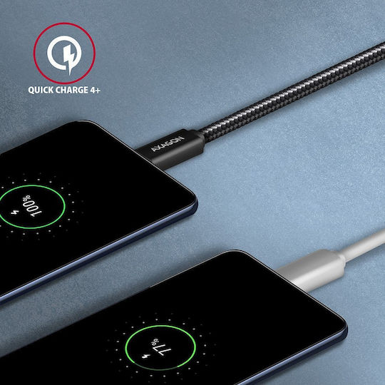 Axagon Braided USB 3.2 Video Cable USB-C male - USB-C 100W PD Μαύρο 0.5m