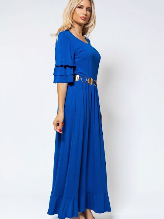 Summer Maxi Dress with Ruffles Blue Roua