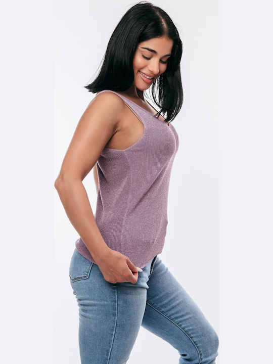 Damen Bluse Ärmellos Pink