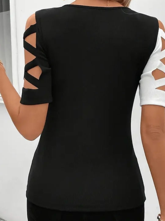 Damen Bluse Kurzärmelig Black