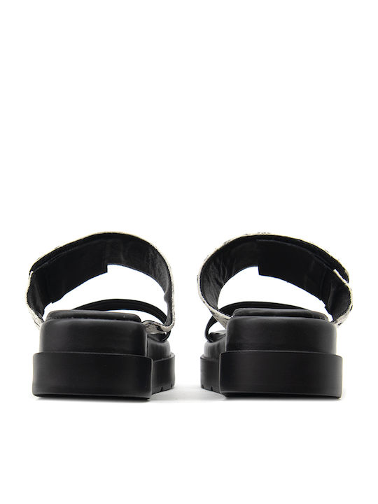Δερμάτινα Γυναικεία Σανδάλια Flatforms Λευκά