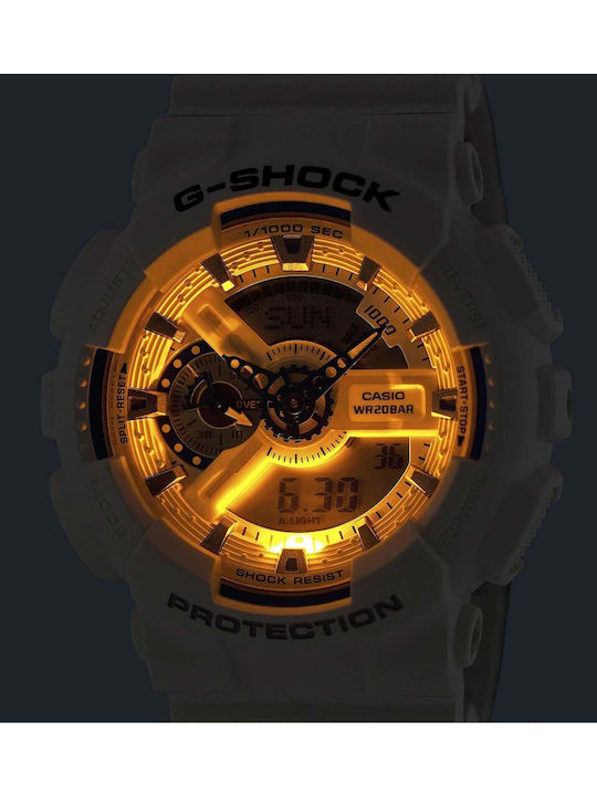 Casio G-shock Men's Watch Chronograph Battery with White Rubber Strap