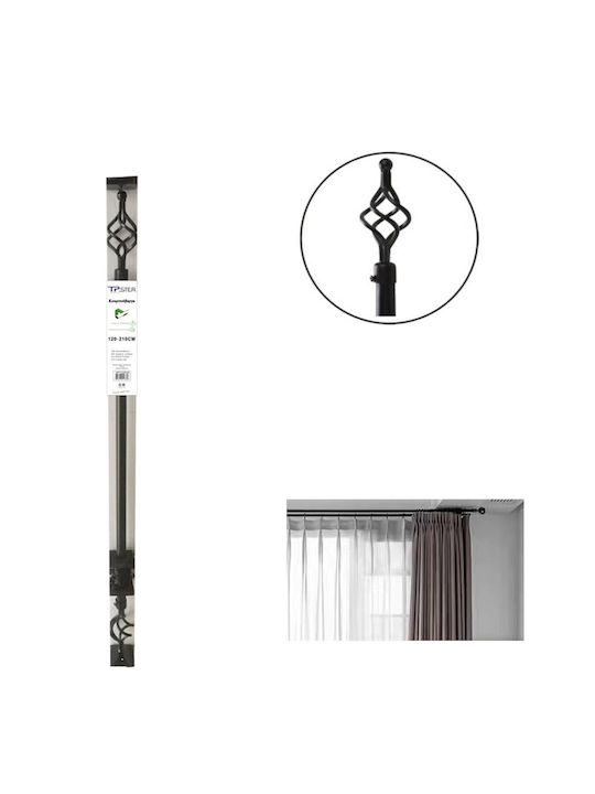 Tpster Metallisch Vorhangstange Einfach Φ16mm 70cm Black