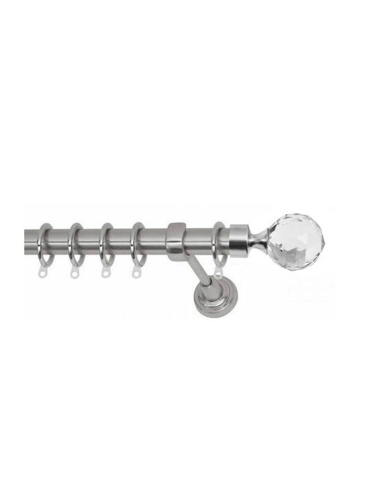 Metallic Curtain Pole Lumi Nickel Satin Double with Rail Φ25mm 160cm Nickel Satin