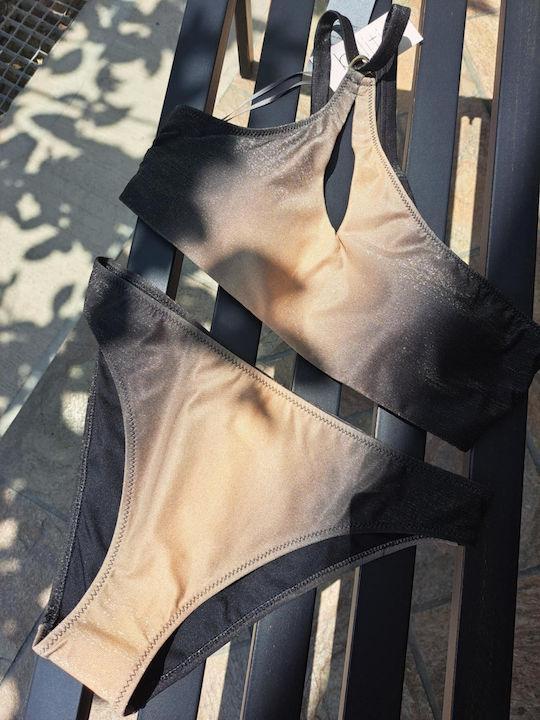 Set Bikini Mit Einer Schulter Schwarz