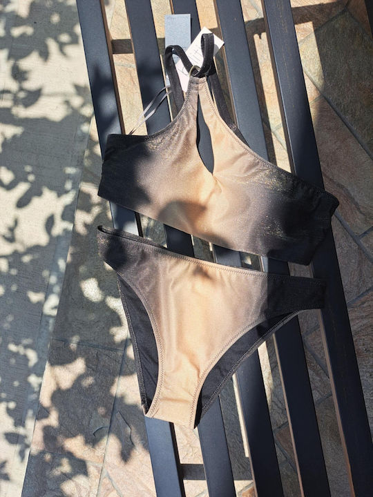 Set Bikini Mit Einer Schulter Schwarz