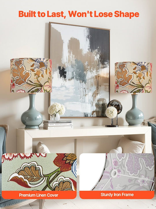 Vevor Set 2 Drum Lamp Shades 13 X 13 X 10 Cm Medium Size Round Dark Floral