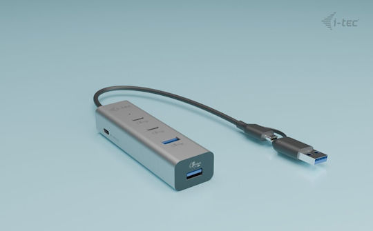 i-tec Hub 4 Θυρών USB 2.0 με σύνδεση USB-C Ασημί