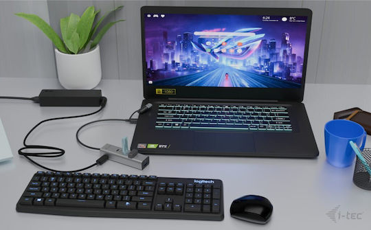 i-tec Hub 4 Θυρών USB 2.0 με σύνδεση USB-C Ασημί
