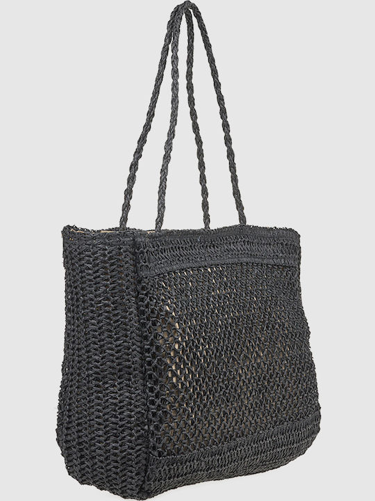 Verde Geantă De Plajă Din Wicker Neagră