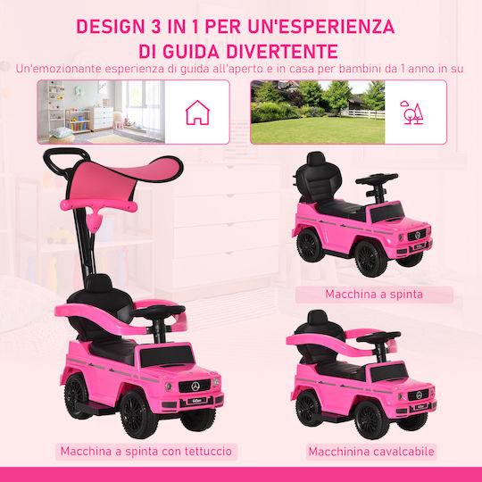 HomCom Ride On Car with Parental Handle for 12+ Months Pink
