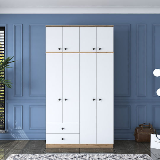 Patru uși cu Spațiu de Depozitare 120x42.5x216.8cm Walnut White Patru uși cu Spațiu de Depozitare 120x42.5x216.8cm Walnut White