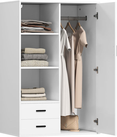 Doppeltür Kleiderschrank Weiß 80x50x124cm