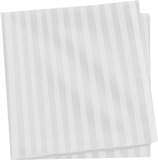 Set 10 Șervețete de Chelner 100 Cotton Dungi Subțiri Damask 1 Cm Alb Dimensiune 55x55 Cm