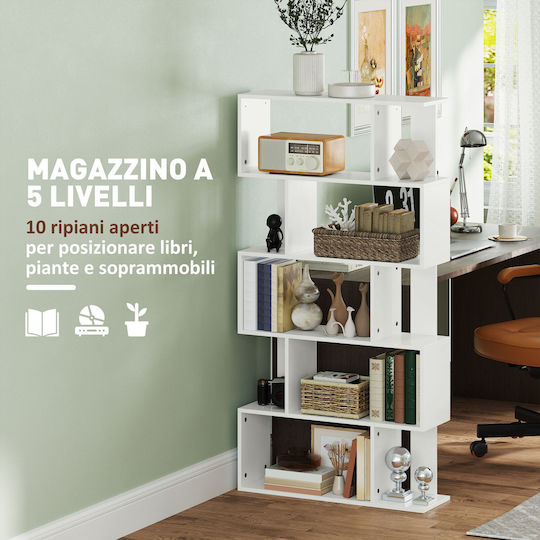 Bibliotecă Albă 80x24x159 cm