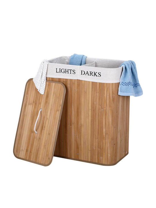 Bakaji Laundry Basket Bamboo Collapsible 100lt with Cap 52x32x63cm
