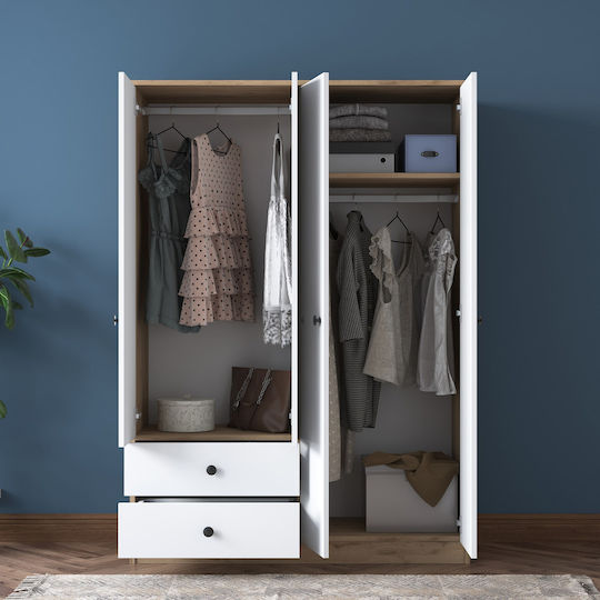 Четири врати Гардероб Walnut White 120x42.5x170см