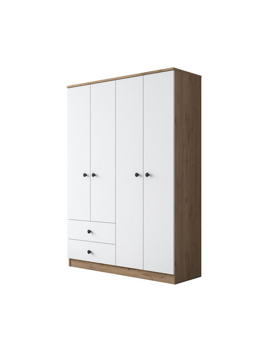Vier Türen Kleiderschrank Walnut White 120x42.5x170cm