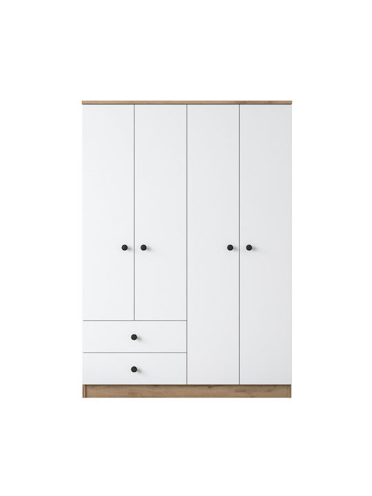 Vier Türen Kleiderschrank Walnut White 120x42.5x170cm