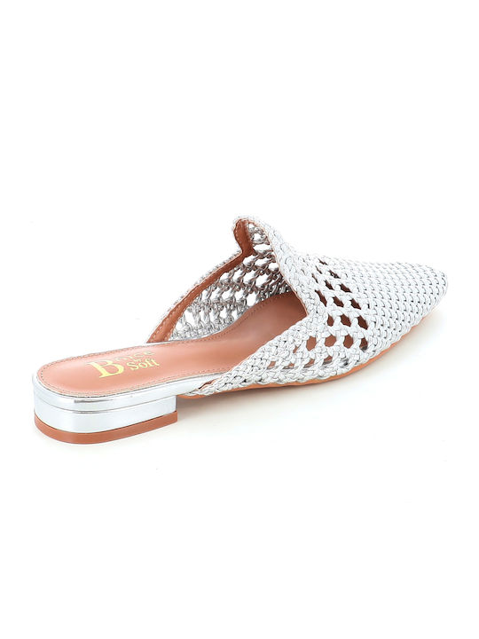 Flat Mules σε Ασημί Χρώμα